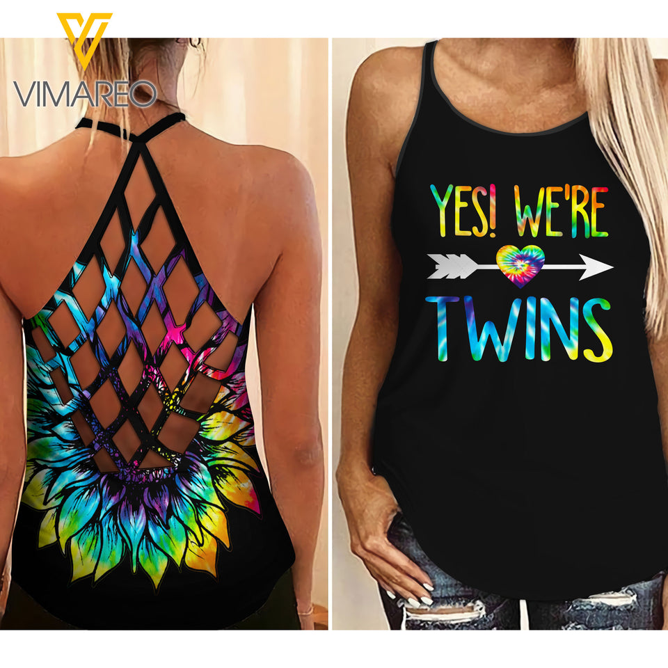 We're Twins Criss-Cross Open Back Camisole Tank Top APR-HQ20