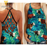 Hereford Cattle Criss-Cross Open Back Camisole Tank Top AUG-HQ27
