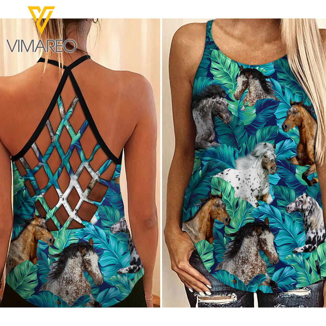 Appaloosa Horse Criss-Cross Open Back Camisole Tank Top AUG-HQ30