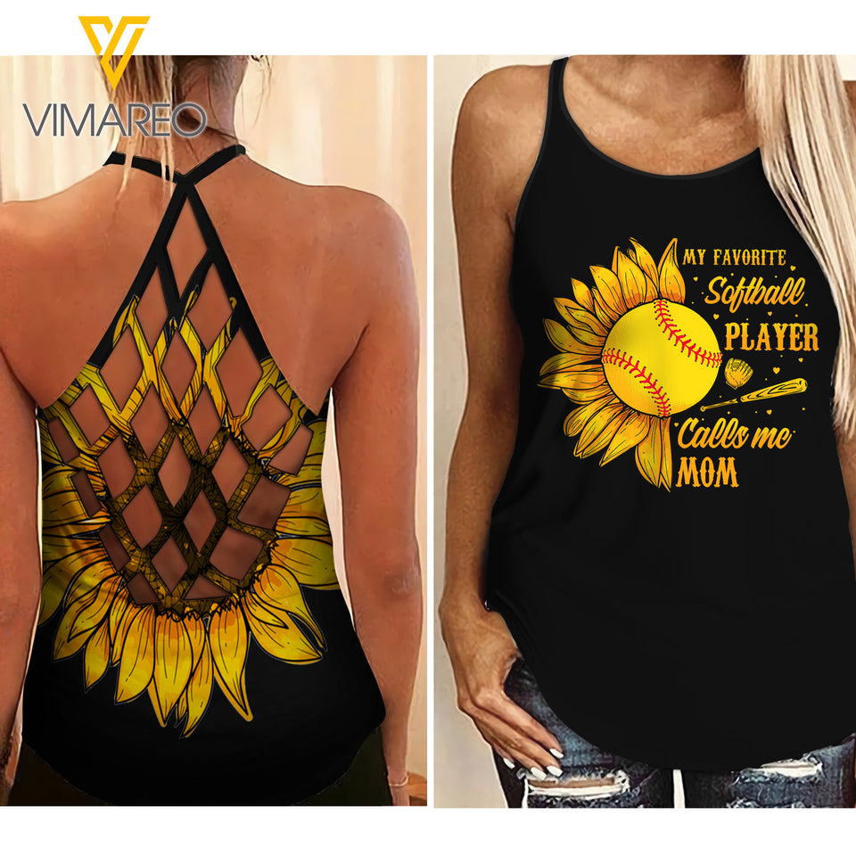 Softball Girl Criss-Cross Open Back Camisole Tank Top MAR-HQ18 HS