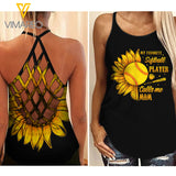 Softball Girl Criss-Cross Open Back Camisole Tank Top MAR-HQ18 HS