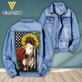Hereford Cattle Denim Jacket Printed SEP-HQ24