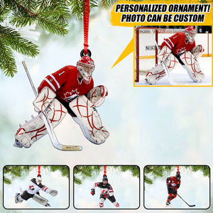 Personalized Image Ice hockey Canadian Christmas Wood Ornament Printed 22OCT-HQ03