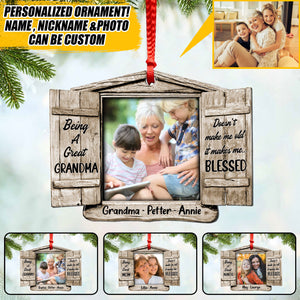 Being A Great Grandma Doesn't Make Me Old It Makes Me Blessed Customized Grandma & Kid Image Christmas Wood Ornament Printed 22OCT-HQ03