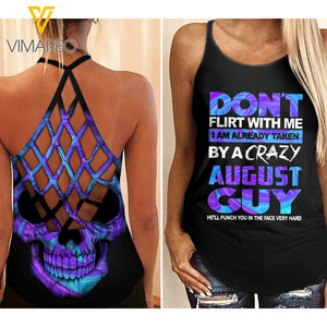 Taken By A Crazy August Guy Criss-Cross Open Back Camisole Tank Top MAR-HQ15