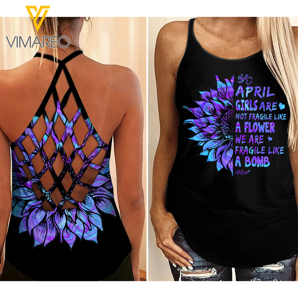 April Girl Criss-Cross Open Back Camisole Tank Top MAR-HQ14