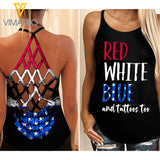 Tattoos Criss-Cross Open Back Camisole Tank Top MAR-HQ14