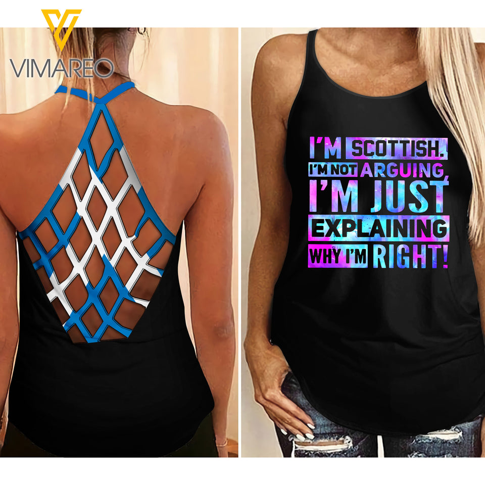 Scottish Girl Criss-Cross Open Back Camisole Tank Top MAR-HQ19