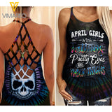 April Girl with Tattoos Criss-Cross Open Back Camisole Tank Top MAR-HQ14 Thighs