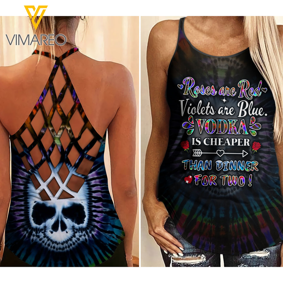 Vodka Wine Criss-Cross Open Back Camisole Tank Top MAR-HQ14