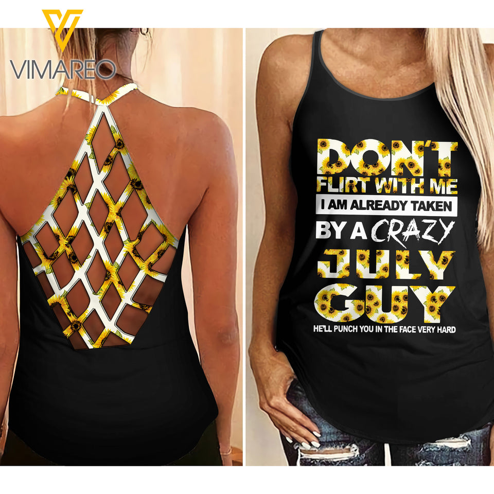 Taken By A Crazy July Guy Criss-Cross Open Back Camisole Tank Top MAR-HQ15 FL