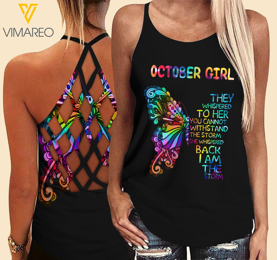 Octorber Girl Criss-Cross Open Back Camisole Tank Top MAR-HQ11
