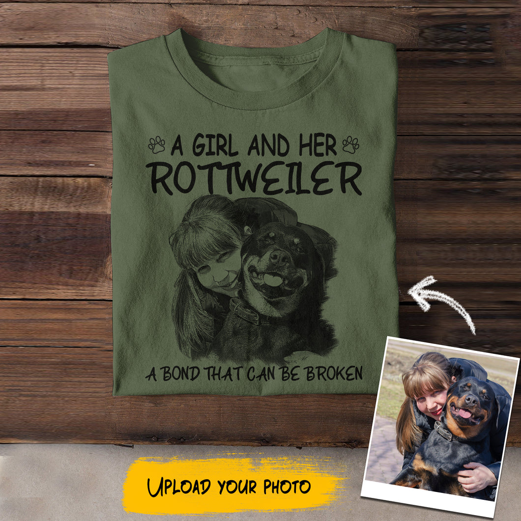 Personalized A Girl And Her Rottweiler Dog Tshirt Printed 22JUL-DT20