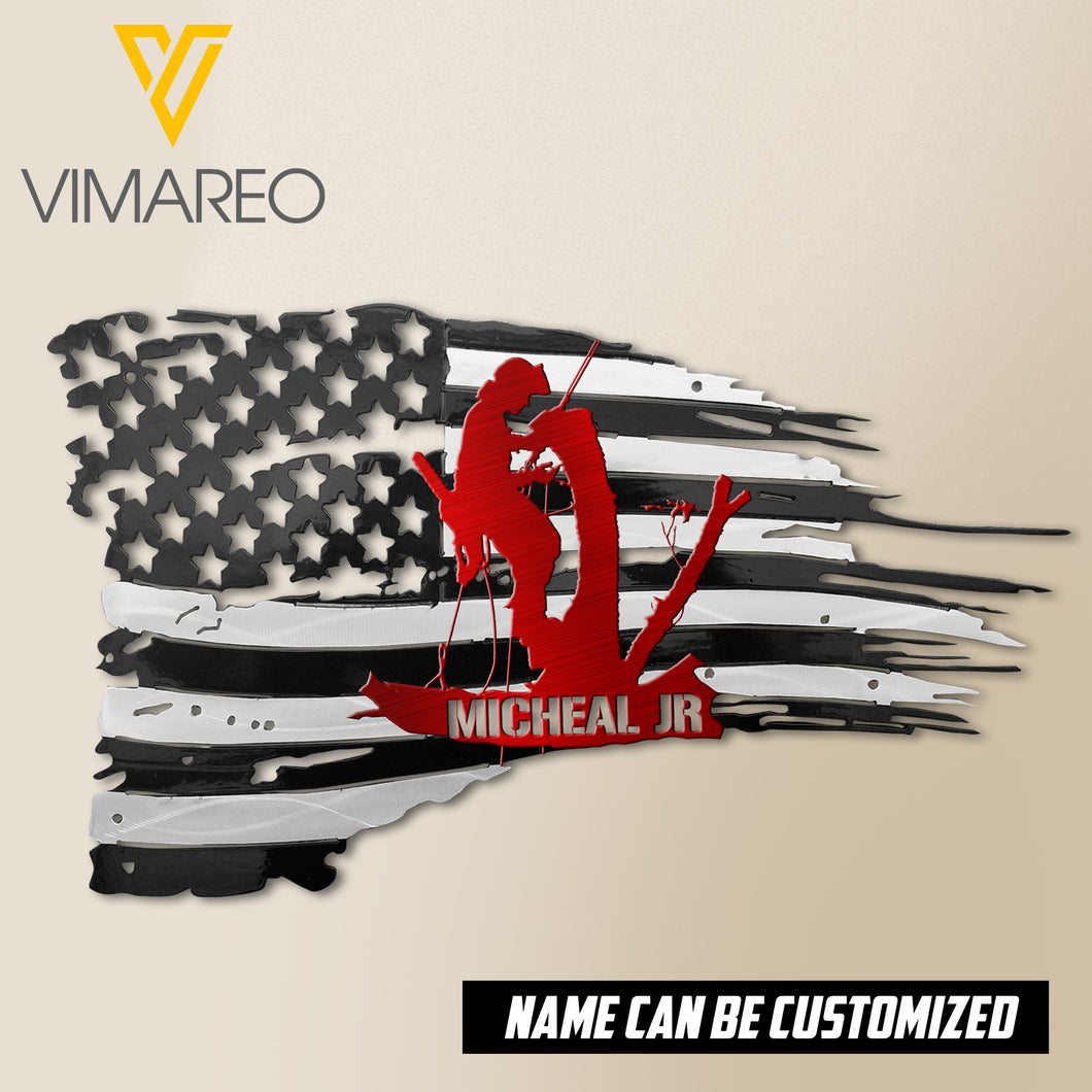 Personalized Arborist Flag Cut Metal Sign AUG-DT11