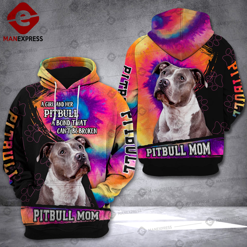 MH PITBULL DOG HOODIE TIE DYE 3D PRINTED FEB-QH18