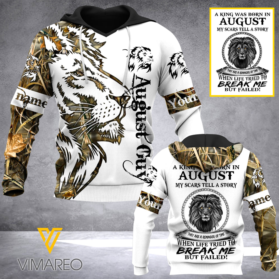 PERSONALIZED A KING WAS BORN IN AUGUST HOODIE 3D PRINTED SEP-MQ06