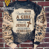 Never Underestimate A Girl Who Is Covered By The Blood Of Jesus And Was Born In February Sweatshirt Printed SEP-DT20