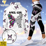 PERSONALIZED APRIL GIRL LOVES BUTTERFLIES I AM THE STORM HOODIE/ LEGGING PRINTED 22FEB-HQ07