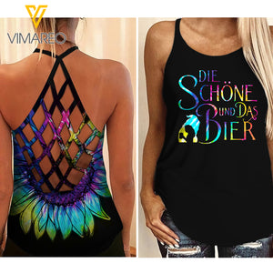 Beer Criss-Cross Open Back Camisole Tank Top APR-LN06
