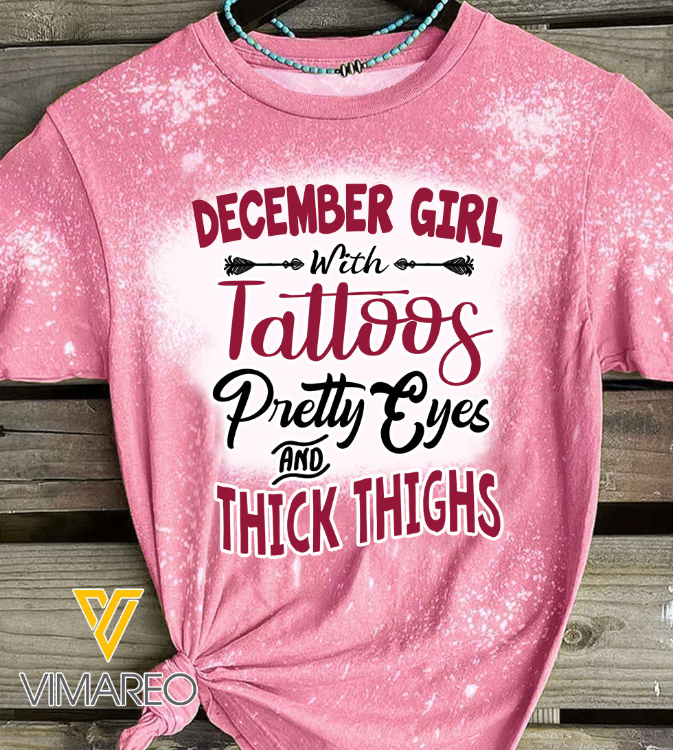 December Girl With Tattoos Bleached Tshirt Printed SEP-QH17