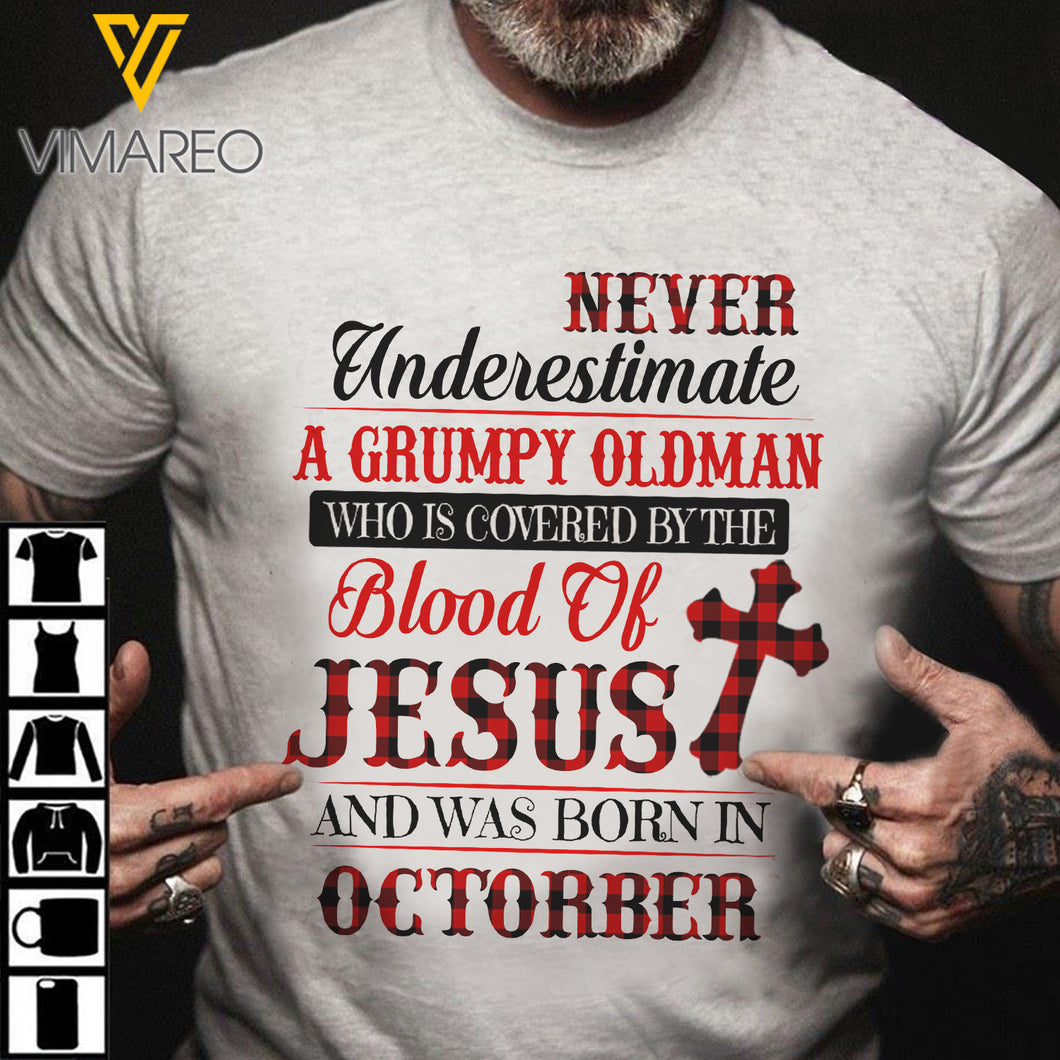 Grumpy Oldman Was Born In October TSHIRT PRINTED SEP-LN01