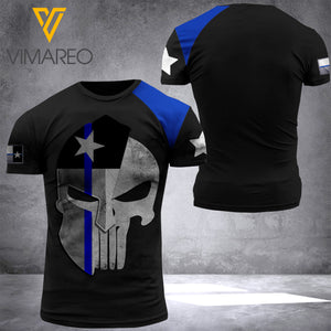 TEXAS THIN BLUE LINE TSHIRT 3D PRINTED APR-QH29