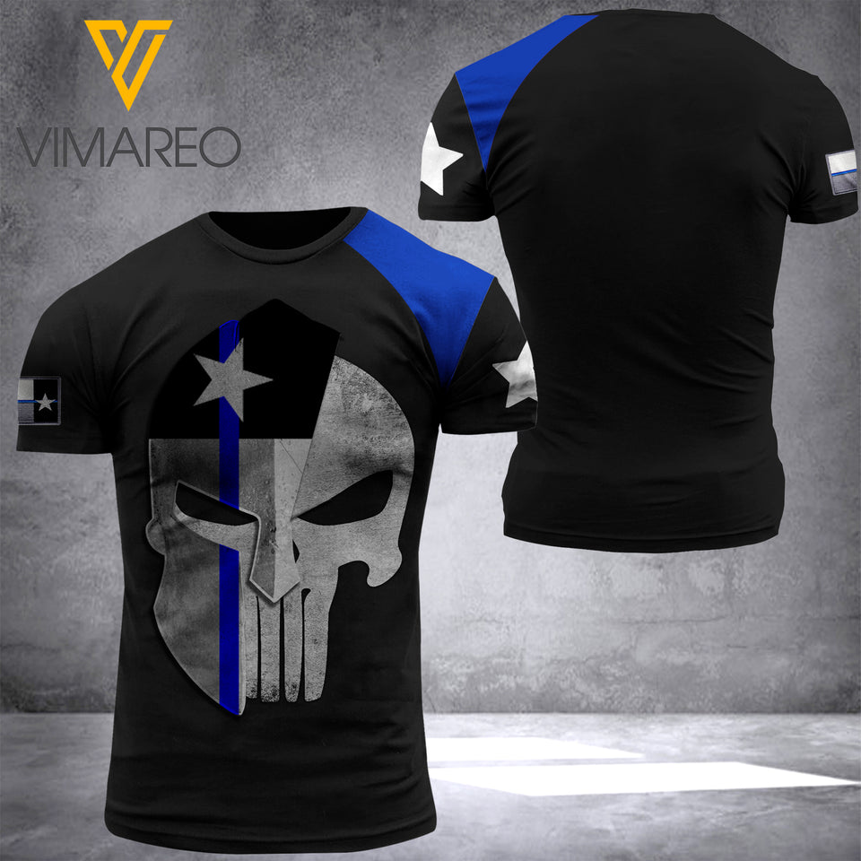 TEXAS THIN BLUE LINE TSHIRT 3D PRINTED APR-QH29