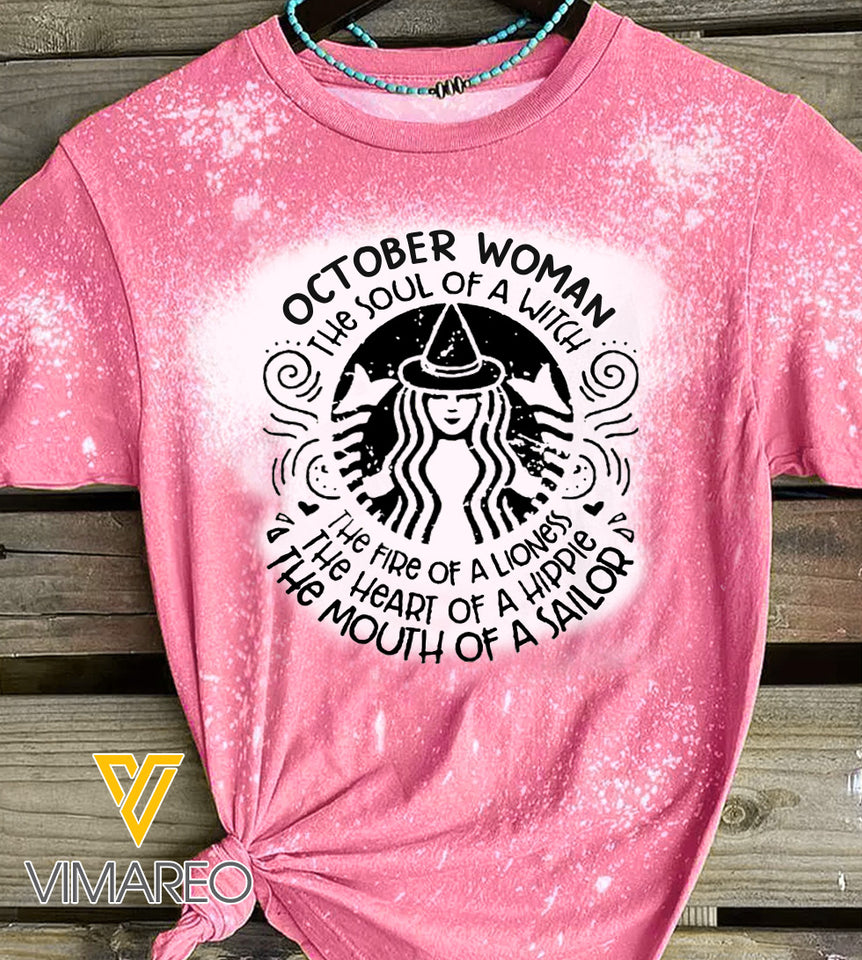 October Woman Bleached Tshirt Printed SEP-MQ17