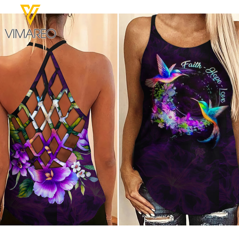 Humming Bird Criss-Cross Open Back Camisole Tank Top MAR-QH18