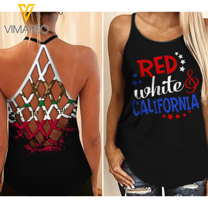 California Girl Criss-Cross Open Back Camisole Tank Top MAR-DT22