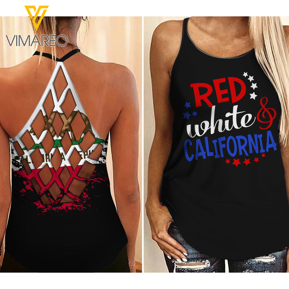 California Girl Criss-Cross Open Back Camisole Tank Top MAR-DT22