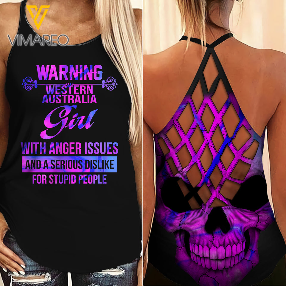 Western Australia Girl Criss-Cross Open Back Camisole Tank Top Legging MAR-DT19 AU