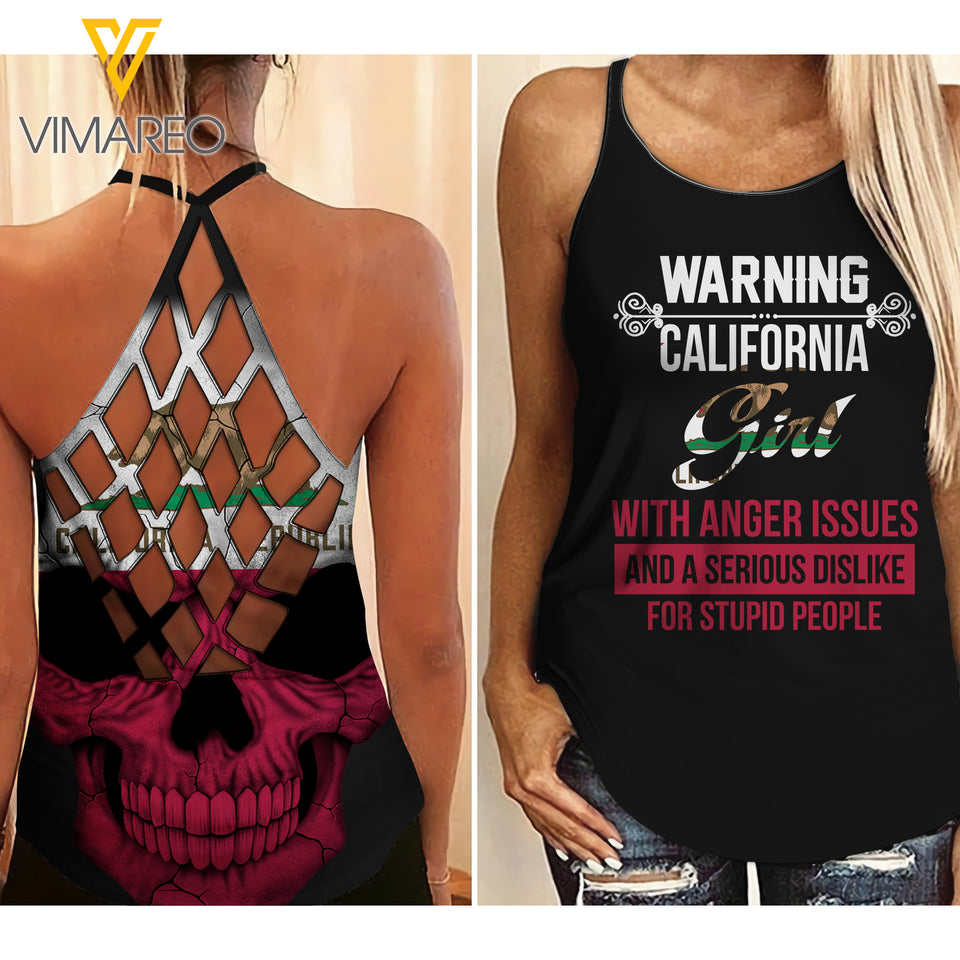 California Girl Criss-Cross Open Back Camisole Tank Top MAR-DT17 CAK