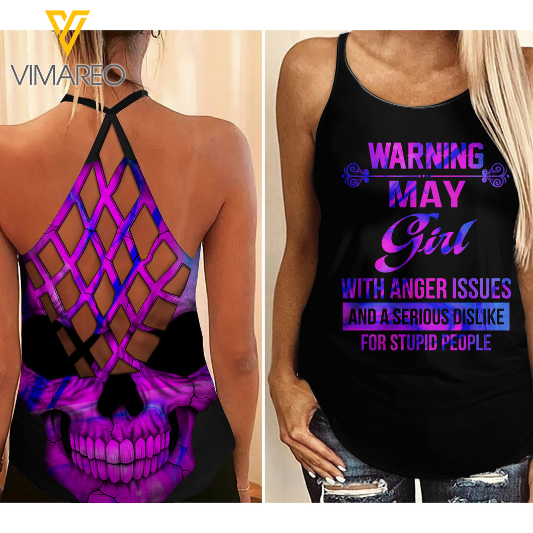 May Girl Criss-Cross Open Back Camisole Tank Top MAR-DT13