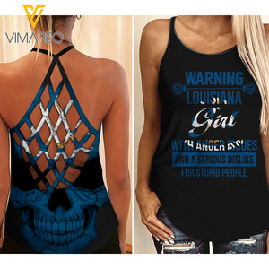 Louisiana Girl Criss-Cross Open Back Camisole Tank Top MAR-DT17 CAK