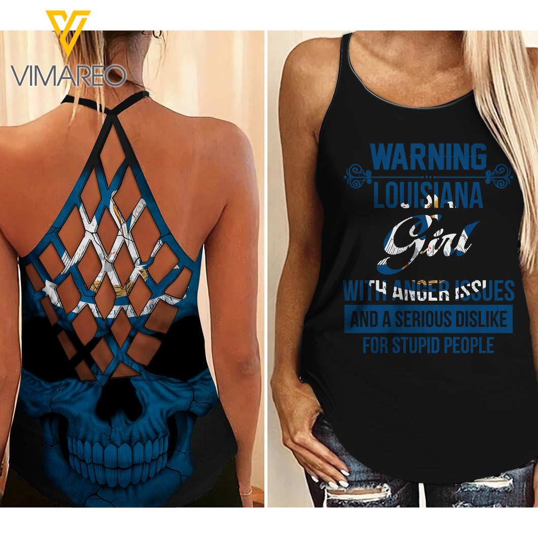 Louisiana Girl Criss-Cross Open Back Camisole Tank Top MAR-DT17 CAK