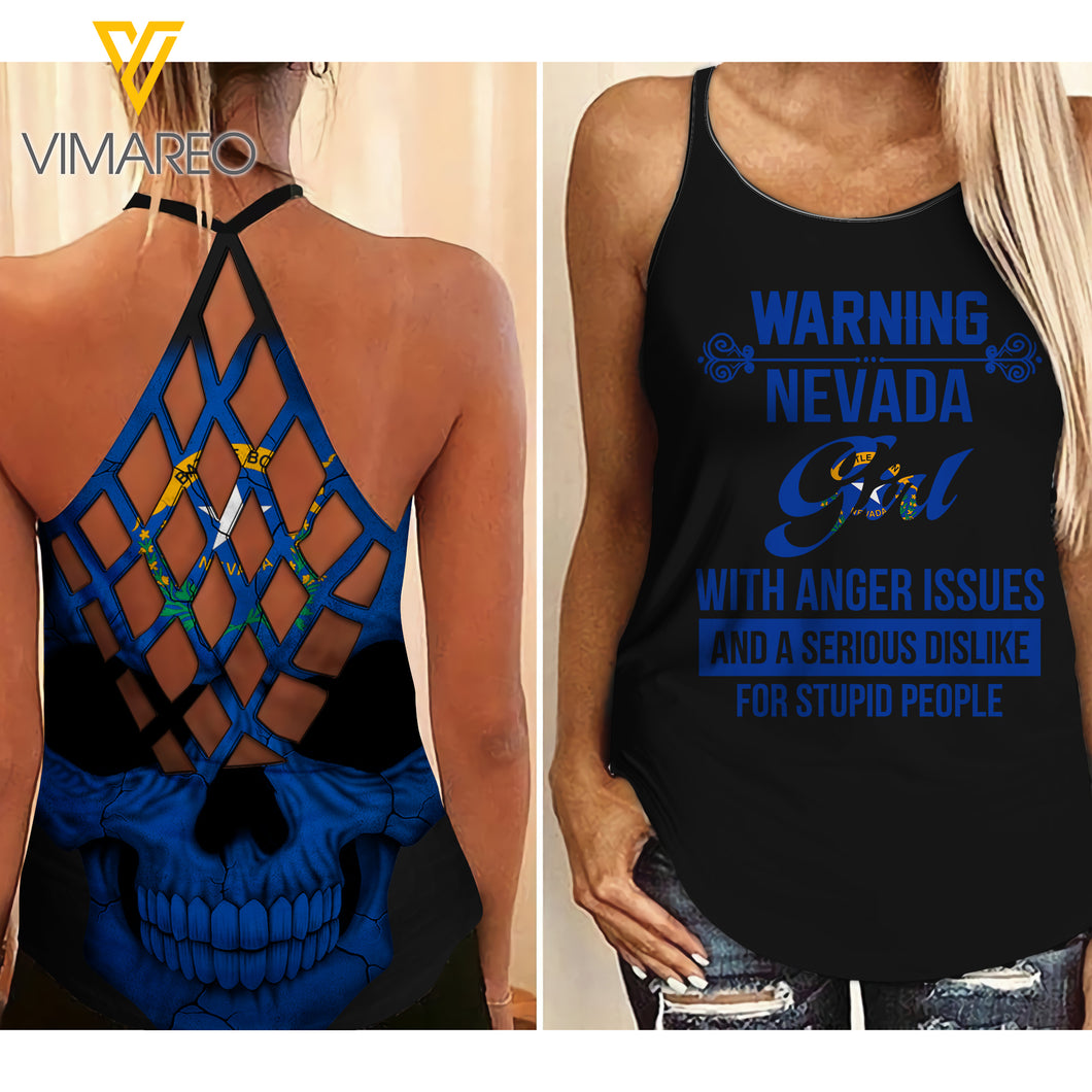 Nevada Girl Criss-Cross Open Back Camisole Tank Top MAR-DT17 CAK