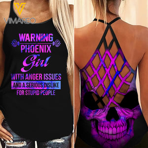 Phoenix Girl Criss-Cross Open Back Camisole Tank Top Legging MAR-DT18