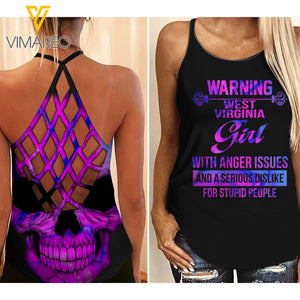 West Virginia Girl Criss-Cross Open Back Camisole Tank Top MAR-DT17