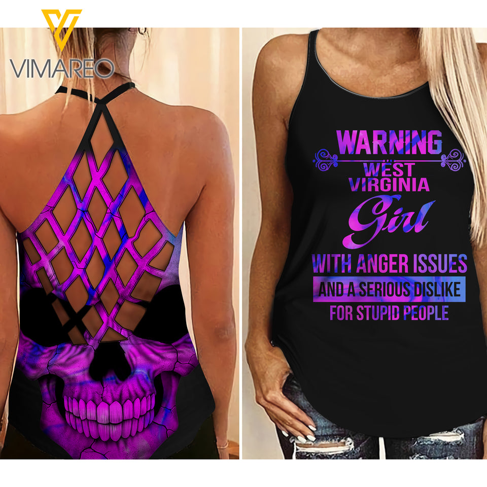 West Virginia Girl Criss-Cross Open Back Camisole Tank Top MAR-DT17