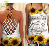Loves Horse and Dog Criss-Cross Open Back Camisole Tank Top MAR-DT14
