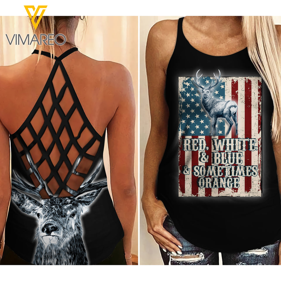 Deer Criss-Cross Open Back Camisole Tank Top MAR-QH17