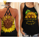 Sunflower Criss-Cross Open Back Camisole Tank Top MAR-QH18
