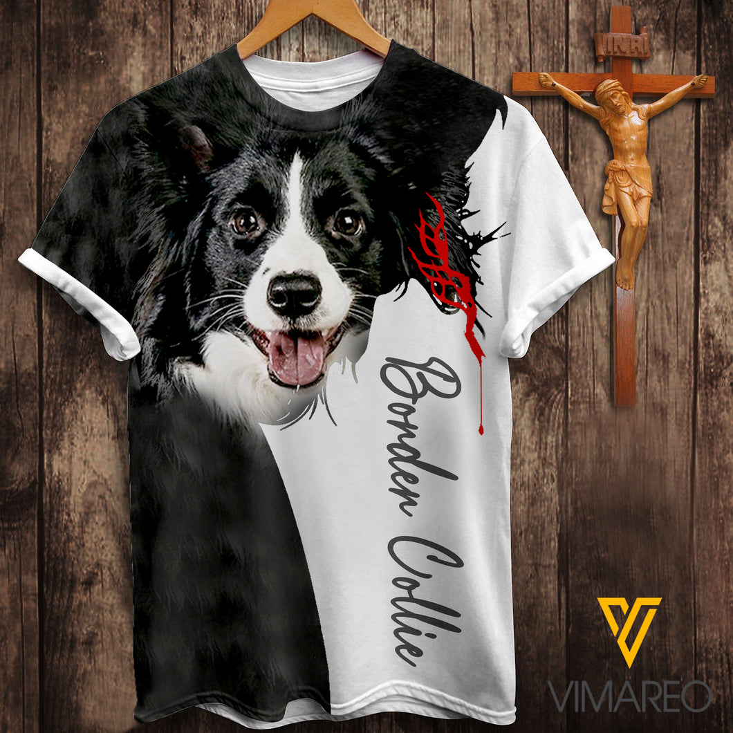 MH BORDER COLLIE DOG TSHIRT 3D PRINTED FEB-QH17