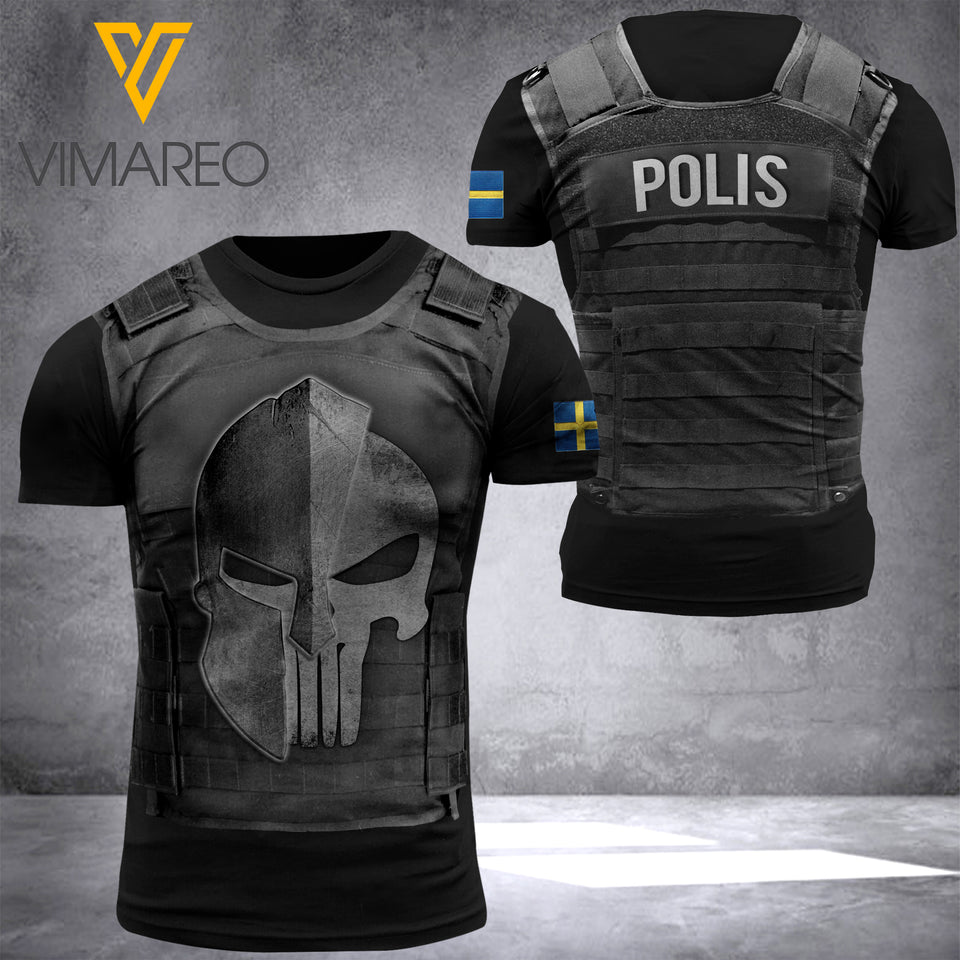 SWEDEN POLIZIA TSHIRT 3D PRINTED APR-QH28