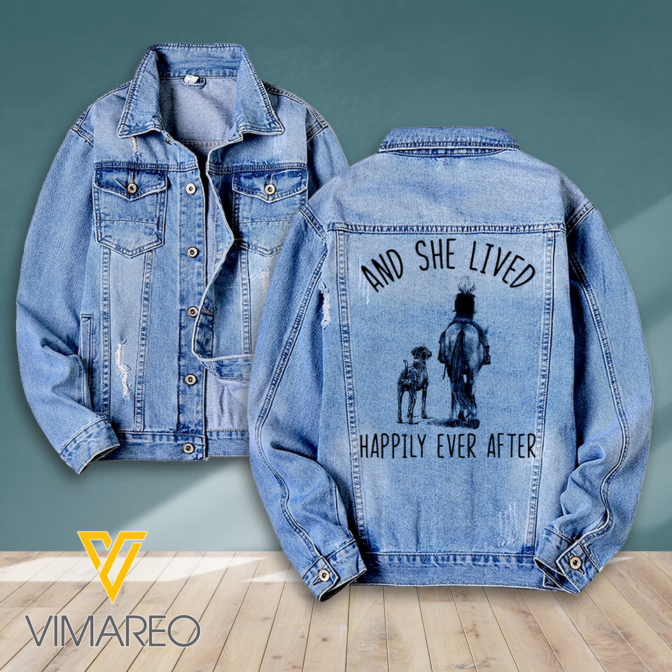 Horse And Dog And She Lived Happily Ever After Denim Jacket Printed SEP-HQ22