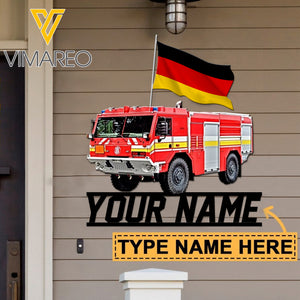 Personalized German Firefighter Cut Metal Sign SEP-QH27