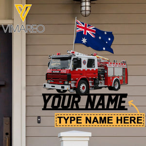 Personalized Australian Firefighter Cut Metal Sign SEP-QH27