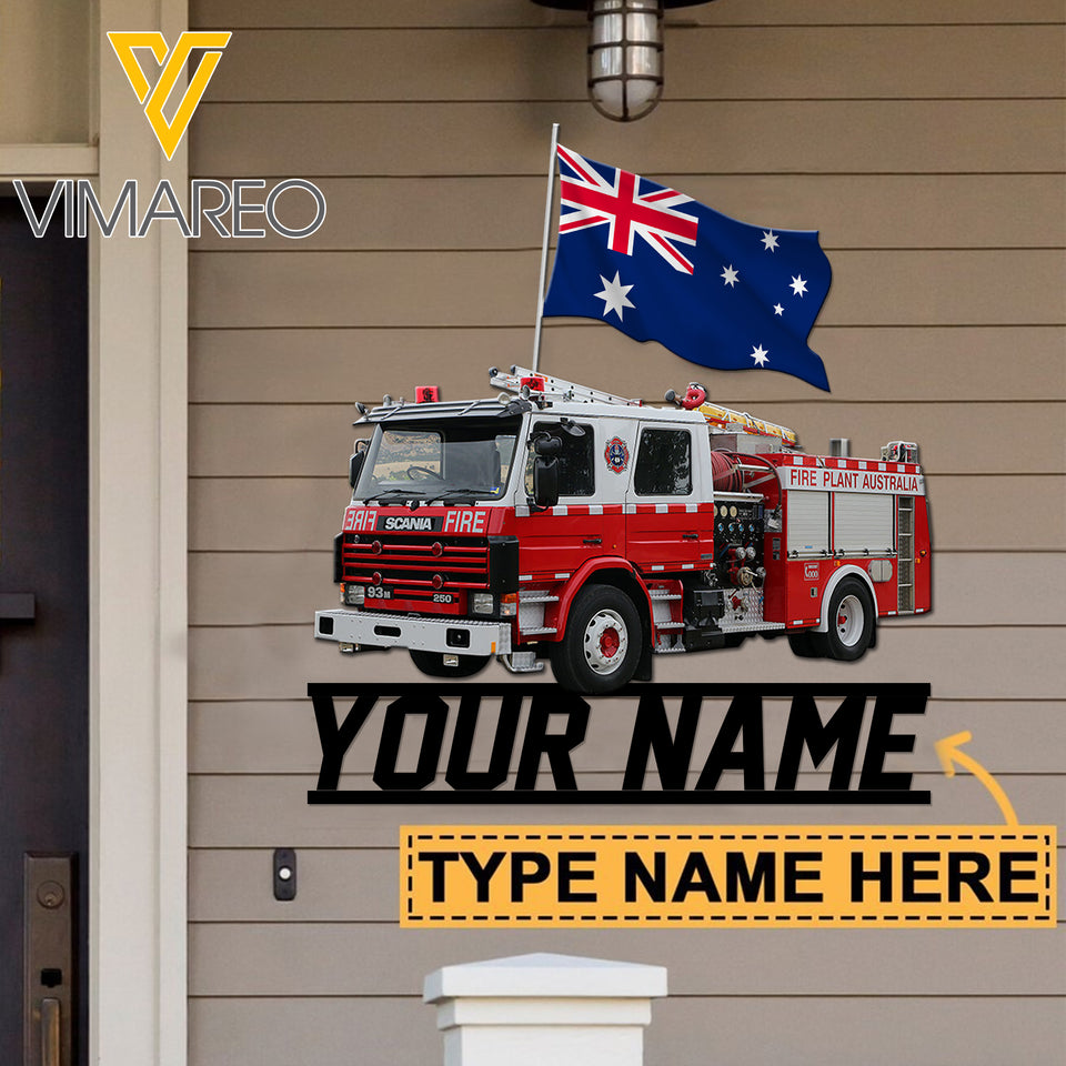 Personalized Australian Firefighter Cut Metal Sign SEP-QH27