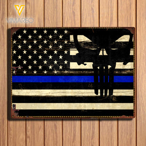 Thin Blue Line Metal Sign MAY-MQ12